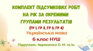 Підсумкові роботи з української мови на рік за окремими групами результатів (ГР1/ГР2/ГР3/ГР4). 6 клас НУШ (підручник: Авраменко О. М. та ін.)