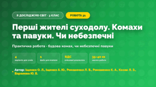 Практична робота «Перші жителі суходолу. Комахи та павуки. Чи небезпечні» (3 клас, Я досліджую світ, Іщенко О. Л., Іщенко А. Ю., Романенко Л. В., Романенко К. А., Козак Л. З., Баранова Ю. Б.)