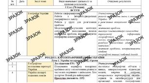 КТП з ГР курсу Географія 8 клас НУШ. 70 годин, за підручником Запотоцький