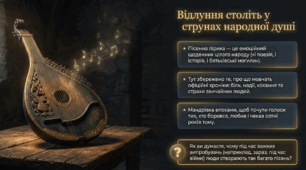 Відображення соціальних явищ життя в Україні в різні історичні періоди, поетичні узагальнення в пісенній ліриці, її образний світ (оглядово). — Презентація (7 клас НУШ)