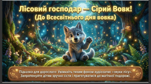 Презентація+конспект заняття "13 серпня -Всесвітній день вовка". Тематичне заняття.