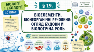 Біоелементи. Біонеорганічні речовини. Презентація, інфографіка, робочий аркуш