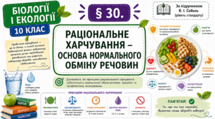 Раціональне харчування — основа нормального обміну речовин. Презентація, інфографіка, робочий аркуш