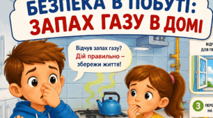 На встановлення послідовності Безпека в побуті: запах газу в домі.