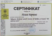  Сертифікат про підвищення кваліфікації учителів іноземних мов відповідно до Концепції НУШ, 2019
