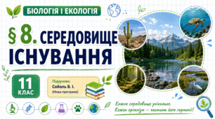 Середовище існування. Презентація, інфографіка, робочий аркуш