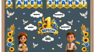 Оформлення дошки до 1 вересня. Розтяжка до дня знань