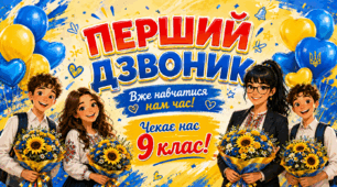 Перший Дзвоник. День Знань. 🔔 Презентація для 9 класу, конспект, пісня, сувеніри для учнів, оформлення дошки ✨