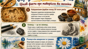 Образотворче мистецтво. Цікаві факти про матеріали та техніки. Банер. Тиждень мистецтва.