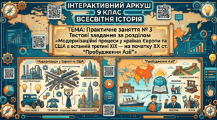 Практичне заняття № 3 Тестові завдання за розділом «Модернізаційні процеси у країнах Європи та США в останній третині ХІХ — на початку ХХ ст. “Пробудження Азії”»