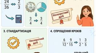 Скорочення дробів. Інтерактивний аркуш