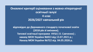 4.МОВ - Критерії оцінювання з мовно-літературної освітньої галузі  4 клас  з урахуванням наказу 722 від 04.05.2026 року