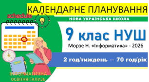 Календарно-тематичне планування з інформатики. 9 клас НУШ. Морзе Н., 2026 р., 2 год/тиждень