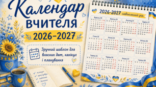 Календар учителя 2026–2027. Зручний шаблон для власних дат, канікул і планування