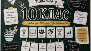Оформлення класної дошки до 1 вересня «Вітаємо у 10 класі!»