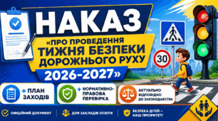 НАКАЗ «ПРО ПРОВЕДЕННЯ ТИЖНЯ БЕЗПЕКИ ДОРОЖНЬОГО РУХУ 2026-2027»+ПЛАН ЗАХОДІВ