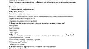Основи правознавства 9 клас Урок узагальнення за розділом І. «Право в житті людини, суспільства та держави»