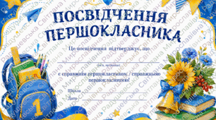 Посвідчення першокласника для хлопчиків та дівчаток, посвідчення НУШ, посвідчення першокласника готове для друку