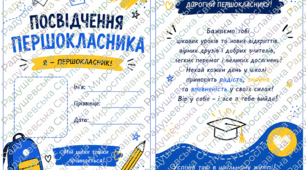Посвідчення першокласника для хлопчиків та дівчаток, посвідчення НУШ, посвідчення першокласника готове для друку