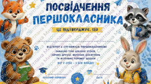 Посвідчення першокласника для хлопчиків та дівчаток, посвідчення НУШ, посвідчення першокласника готове для друку