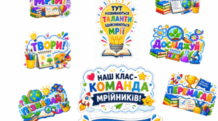 Оформлення дверей «5 клас НУШ — МРІЙ, ВЧИСЬ, ТВОРИ, ДОСЛІДЖУЙ, ПІЗНАВАЙ, ПЕРЕМАГАЙ!»