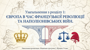 Презентація на тему: "Узагальнення з розділу 1: ЄВРОПА В ЧАС ФРАНЦУЗЬКОЇ РЕВОЛЮЦІЇ ТА НАПОЛЕОНІВСЬКИХ" + конспект за презентацією