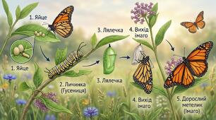 Світ комах: життєвий цикл метел (пазл)