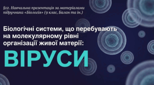 Презентація "§ 12. Біологічні системи, що перебувають на молекулярному рівні організації живої матерії: віруси" 9 клас НУШ