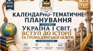 Календарно-тематичне планування з ГР курсу Україна і світ. Вступ до історії та громадянської освіти 6 клас НУШ. 70 год/1,5 год, за підручником Щупак